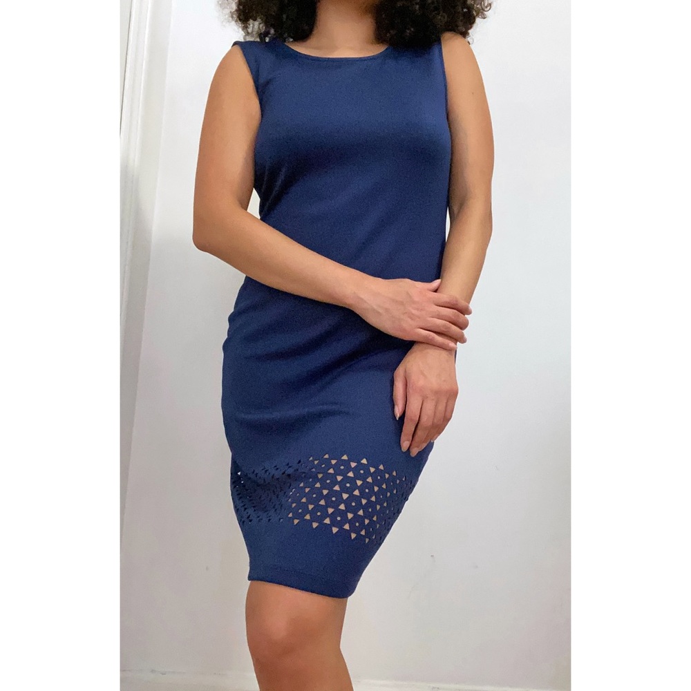 Shift Dress with Laser-cut Details